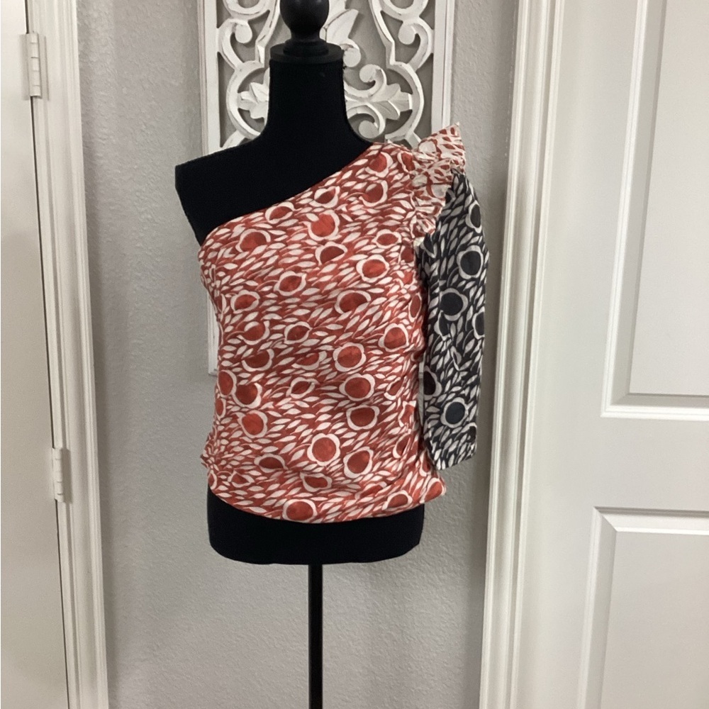 ANTHROPOLOGIE Cecelia Pettersson Boho One Shoulder Blouse Size 8 - Picture 4 of 6